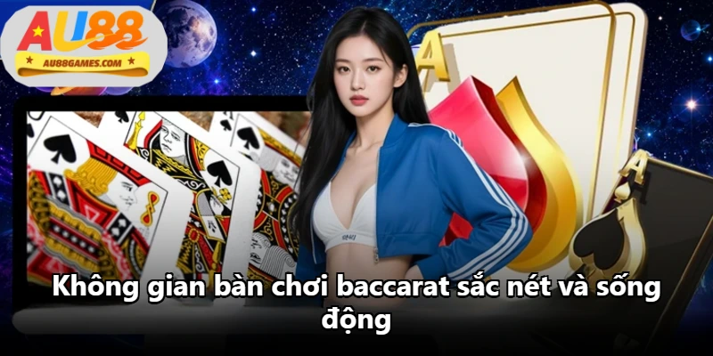 Không gian bàn chơi baccarat sắc nét và sống động